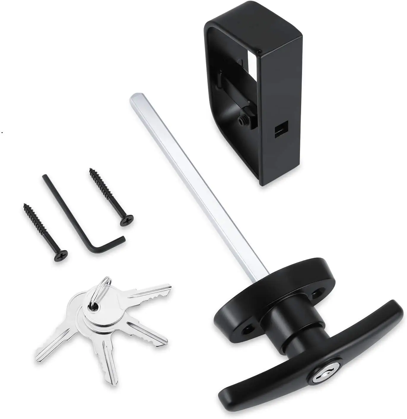 Shed Door Latch T-Handle Lock Kit with 4 Keys,Storage Barn Shed Door Hardware Lock Set