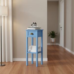 Light Blue 2 Tier Side <b>Table</b> With Drawer Modern Console <b>Table</b> For Living Room Home Furniture - Product Image 2