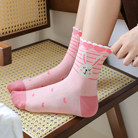 Chaussettes décontractées mi-mollet pour femme, motif lapin de dessin animé mignon, absorbantes, drôles, pour Pâques, collection automne 2026