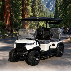 Voiturette de golf électrique 4 places avec batterie au lithium, haut-parleurs et avertisseur sonore de marche arrière - Product Image 1