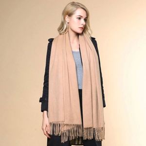 Autumn Winter Women Lady Thickened 100% <b>Wool</b> Shawl Custom Logo Solid Color Traditional Tassel <b>Scarves</b> - Product Image 5