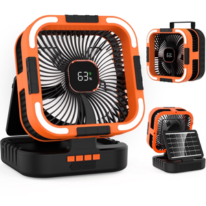 Solar Fan 10000mAh Rechargeable Camping Fan Battery Portable Fans with LED Light 6 Speeds - Product Image 1