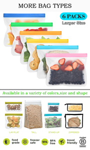 Bolsa de almacenamiento de alimentos sin BAP, conjunto de bolsas de alimentos PEVA reutilizables para mantenimiento fresco - Product Image 6