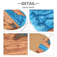 Jam Dinding Elektrik Art Deco Resin Epoksi Biru & Kayu Zaitun Buatan Tangan Seperti Gambar, Dekorasi Rumah Ruang Tamu yang Dapat Disesuaikan