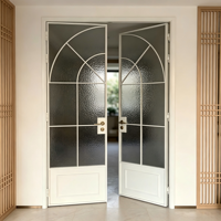 Servicio OEM, Puerta de Vidrio con Marco de Aleación de Aluminio Ultra Delgado, Puerta Abatible de Vidrio y Aluminio con Diseño de Rejilla Arqueada