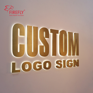 Tùy chỉnh chải vàng LED Backlit chữ 3D logo thép không gỉ dấu hiệu cá nhân kinh doanh tiếp nhận tường Logo tên công ty - Product Image 3