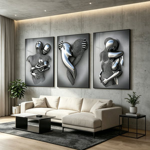 Quadro Decorativo Moderno da Parete per <span class=keywords><strong>Soggiorno</strong></span>, Dipinto su Tela Incorniciato, Decorazione Astratta con Figure - Product Image 1