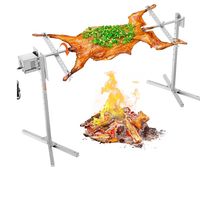 Support de rôtissoire universel électrique à rotation automatique 360° en acier inoxydable, kit de grillades pour barbecue, charbon de bambou réutilisable