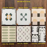 Carreaux en céramique, rétro nordique, motif de petites fleurs, mat antidérapant 300x300 pour salle de bain cuisine balcon mur