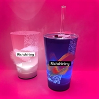 Richshining – Tasse lumineuse LED 14 oz activée par l'eau, en stock, avec boîte couleur, mug à bière de sécurité alimentaire pour fêtes et bars