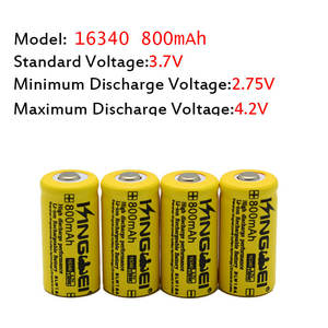 3,7 V cilindro batería de iones de litio 16340 CR123A <span class=keywords><strong>RCR123A</strong></span> 3,7 V 800mAh - Product Image 5