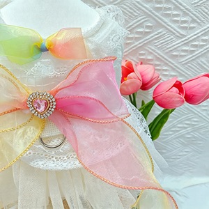 Falda de tul de princesa de verano para perros y gatos, ropa para mascotas, vestido de boda con estrellas arcoíris, poliéster, para las cuatro estaciones - Product Image 4