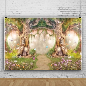 Fondo de foto de hadas de jardín encantado Tema de primavera Bosque de cuento de hadas Selva para bebé Niña Niños Fotografía Fiestas Papel - Product Image 5
