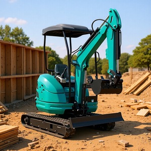 Miniexcavadora de tipo oruga, compacta, de color verde, para uso en jardines y huertos. - Product Image 1