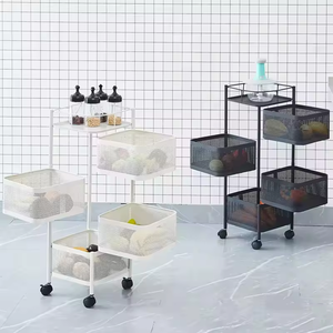 Panier à légumes rotatif carré multifonctionnel mobile, étagère de rangement sur pied, utilisation domestique, cages de rangement - Product Image 6