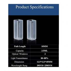 XZ LAB จำหน่ายคิวเวตต์ควอตซ์ UV ชุดเซลล์มาตรฐาน 2 ชิ้น ความยาวเส้นทาง 10 มม. ปริมาตร 3.5 มล. ช่วงสเปกตรัม 190-2500 นาโนเมตร รับประกัน 3 ปี - Product Image 5