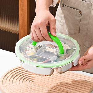 316 Stainless Steel Divided Prep <b>Tray</b> Compartment Cooking Platter Separate Seasoning Drain <b>Basket</b> Kitchen Serving Dish - Product Image 5