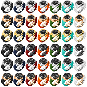 Kit de modification de boîtier de montre circulaire en acier inoxydable personnalisable de luxe 5ème génération avec bracelet en acier et bande en silicone ROYAL BEAR RB-6001 - Product Image 1