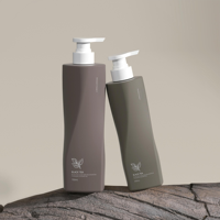 500ml 750ml PET Brun Gris Carré Irrégulier Bouteille En Plastique Presse Pompe pour Soins de La Peau Sérum Visage Crème Nettoyant Lotion Gel Douche