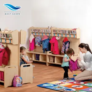 Montessori Kindergarten 3-Shelf Clothes Shoes Cubbies Lockers Nursery Daycare Classroom Cabinet Storages Furniture Sets