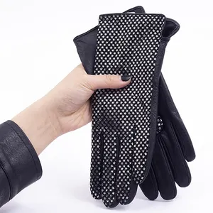 Di modo In Rilievo guanti di Cuoio Genuini per le donne All'aperto di Guida guanti in pelle
