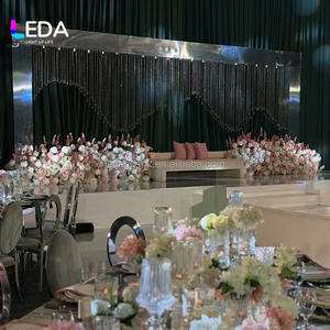LEDA Wholesale Modern Silver Stainless Steel Arch Wedding Backdrop Stand with <b>Bead</b> <b>Curtain</b> Stage Decoration for Events - Product Image 5