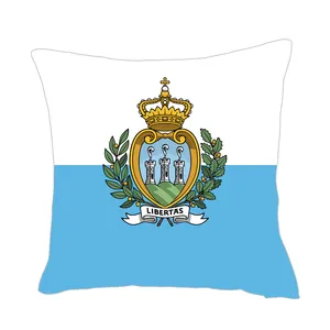 بالجملة سان مارينو البلاد علم الدولة شعار كرة القدم مروحة البند الكتان القماش 45x45 cm المخدة مع سعر المصنع