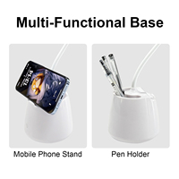 Lampe de lecture à col de cygne avec support pour stylo et téléphone, lampe de bureau LED pour étude et veilleuse