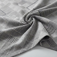 Tissu de matelas jacquard double tricoté de luxe gris rayé, très résistant, extensible, pour matelas haut de gamme