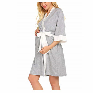 Batas de Maternidad al por Mayor, Camisones de Parto, Batas de Hospital para <span class=keywords><strong>Lactancia</strong></span>, Ropa de Maternidad de <span class=keywords><strong>Manga</strong></span> <span class=keywords><strong>Larga</strong></span> 3/4 - Product Image 4