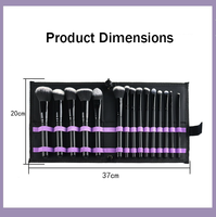 15 Pcs Kuas Makeup Bulu Sintetis Gagang Kayu dengan Cermin & Lip Gloss/Mascara-Opsi Logo Kustom OEM