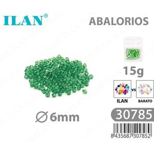 Perles Ilan Abalorios 6mm Vertes Transparentes Facettées Biconiques 15g - Product Image 1