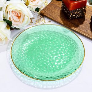 Assiettes jetables en plastique doré martelé, robustes avec bord doré, sans BPA, pour mariages, fêtes et événements - Product Image 3