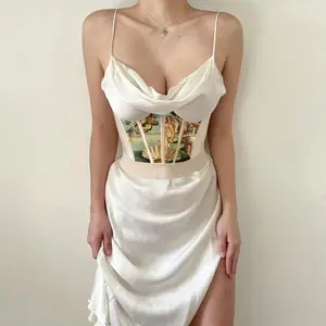 Jolie robe avec corset pour femmes, à épaules dénudées, col carré, manches longues, couleur unie, soirée