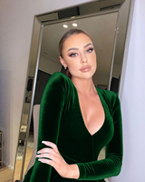 Vestido Ceñido de Manga Larga con Abertura Alta Estilo Europeo y Americano para Mujer Novedades para Discoteca