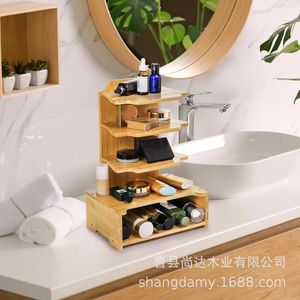 Wooden multi-tiered tabletop skincare product storage <b>rack</b>, bathroom countertop storage <b>rack</b>, household <b>kitchen</b> condiment - Product Image 4