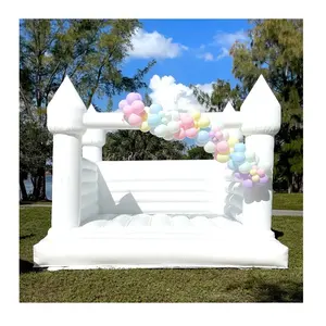 Kommerzielle Erwachsene Kinder Pastell Party Moon Walk Türsteher aufblasbare weiße Hochzeit Hüpfburg weiße Hüpfburg zum Verkauf