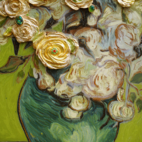 SANLOREN décoration murale émail peinture Vincent van Gogh blanc rose salon peintures décoratives avec des tailles personnalisées pour la maison