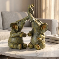 Statue d'éléphant amoureux entrelacés en résine, sculpture de couple s'embrassant sur le tronc, pour cadeau d'anniversaire, décoration de jardin, art