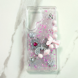 Custodia Protettiva in TPU Trasparente con Glitter Epossidico per <span class=keywords><strong>iPhone</strong></span> 16 <span class=keywords><strong>Pro</strong></span> <span class=keywords><strong>Max</strong></span>, con Strass 3D, Farfalla, Fiocco <span class=keywords><strong>Viola</strong></span>, Stella e Catena da Polso con Perline - Product Image 6