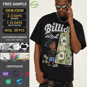 T-shirt a maniche corte in puro cotone stile americano retrò con illustrazione, traspirante, stampa digitale, per <span class=keywords><strong>uomo</strong></span> e donna - Product Image 1