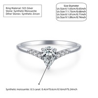 Cincin Perak Sterling 925 Mewah Bentuk Tetesan Air dengan Moissanite 0.5 Karat, Dapat Ditumpuk, untuk Hadiah Pernikahan/Pertunangan