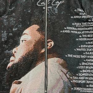 Manteaux zippés surdimensionnés de haute qualité pour hommes Vêtements jacquard tissés avec fermeture éclair Vestes en tapisserie personnalisées Hip Hop pour hommes - Product Image 5