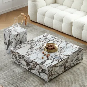 cheap wholesale modern home furniture italian minimalist nordic square white marble coffee table