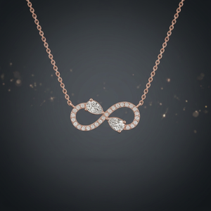 Colgante con forma de infinito, corte de pera y engaste de garra redondo, joyería romántica de moissanita y diamante en oro rosa para uso diario - Product Image 4