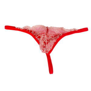 <b>Men</b> Lace <b>Thong</b> Red Low-Rise See-Through Mesh U-Shaped Sexy Underwear Spring 2025 - Product Image 5