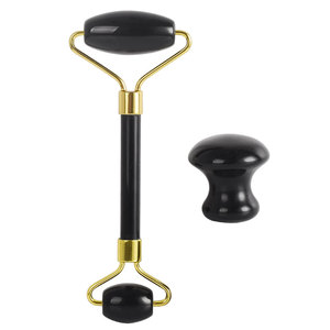 En gros Pierres Précieuses Obsidienne Noire <span class=keywords><strong>visage</strong></span> rouleau de jade <span class=keywords><strong>gua</strong></span> <span class=keywords><strong>sha</strong></span> ensemble d'outils pour les soins de la peau beauté - Product Image 3