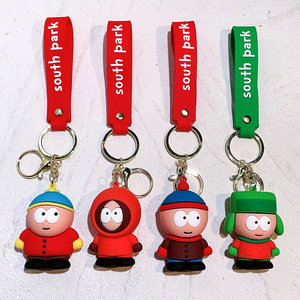 Porte-clés en forme de mousqueton Kyle Cartman Kennstein de la bande américaine South Park, design mignon de dessin animé en caoutchouc écologique imprimé UV - Product Image 5