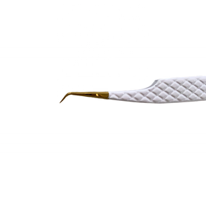 Ensemble de pinces à cils classiques russes de luxe 4 pièces en acier inoxydable à poignée diamantée en or blanc pour artistes cils - Product Image 2