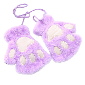 Women Girls Lovely Fluffy Bear Cat Plush Paw <strong>Claw</strong> Half Finger <strong>Gloves</strong> Mitten Winter Warm Fingerless <strong>Gloves</strong> - Product Image 4